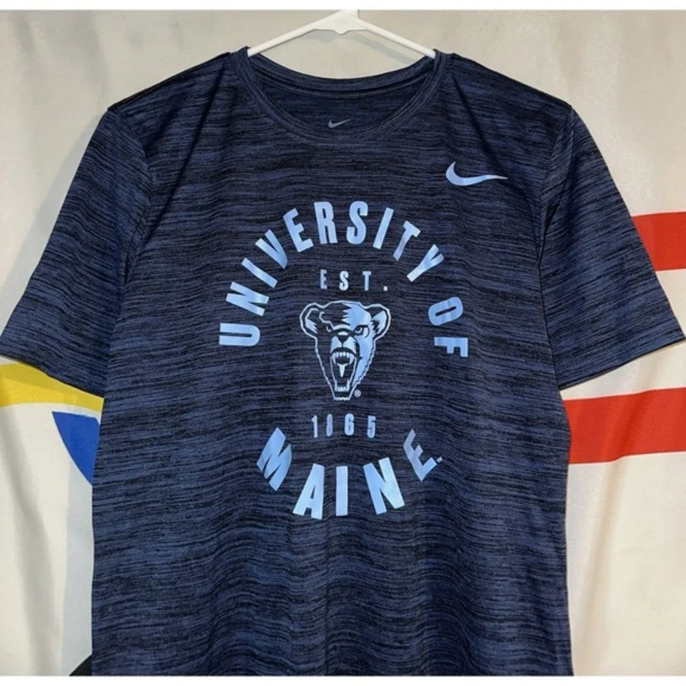Nike University of‎ Maine Black Bears T Shirt Small Dri Fit Blue